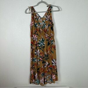 A New Day Women’s XS sundress faux wrap front Bohemian, Resortwear Romantic midi